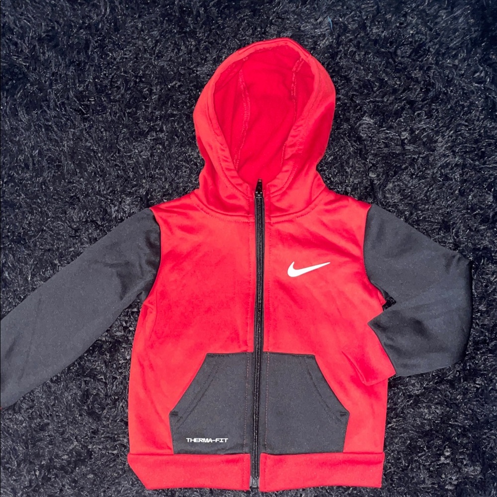 Nike Kids Red and Black Therma-Fit Hoodie